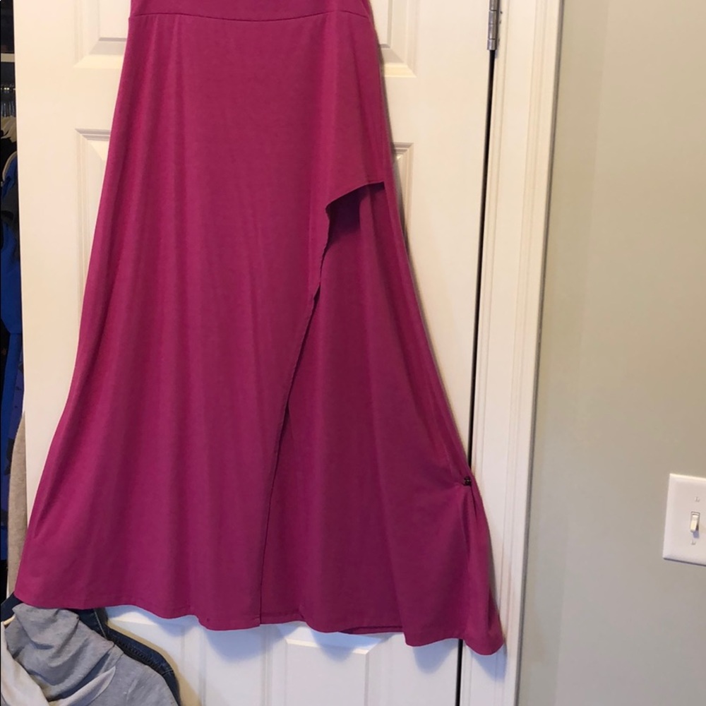 Jennifer Hudson for QVC violet maxi, split front.